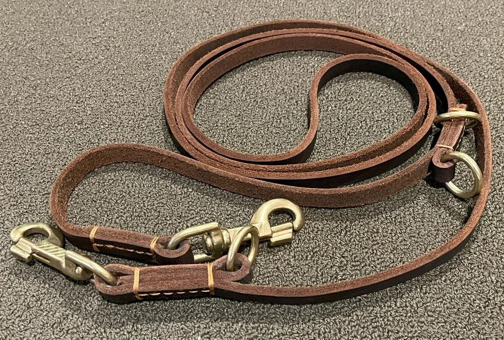 Training dog leash Leather with Brass fittings  99 inches